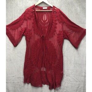 Style Apparel Lace Swim Cover Duster Size Small Red New without Tag